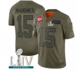 Men's Kansas City Chiefs #15 Patrick Mahomes Limited Olive 2019 Salute to Service Super Bowl LIV Bound Football Jersey