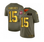 Men's Kansas City Chiefs #15 Patrick Mahomes Limited Olive Gold 2019 Salute to Service Football Jersey