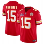 Men’s Kansas City Chiefs #15 Patrick Mahomes Red F.U.S.E. Super Bowl LVIII Patch Vapor Untouchable Limited Football Stitched Jersey