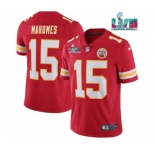 Men’s Kansas City Chiefs #15 Patrick Mahomes Red Super Bowl LVII Patch Vapor Untouchable Limited Stitched Jersey