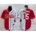 Men's Kansas City Chiefs #15 Patrick Mahomes Red White Two Tone With Patch Cool Base Stitched Baseball Jersey