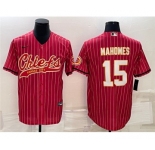 Men's Kansas City Chiefs #15 Patrick Mahomes Red With Patch Cool Base Stitched Baseball Jersey