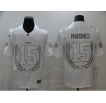 Men's Kansas City Chiefs #15 Patrick Mahomes White Commemorative Edition Vapor Untouchable Limited Jersey