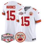 Men's Kansas City Chiefs #15 Patrick Mahomes White F.U.S.E. 2024 AFC West Division Champions Vapor Limited Stitched Football Jersey
