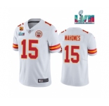 Men's Kansas City Chiefs #15 Patrick Mahomes White Super Bowl LVII Patch And 4-star C Patch Vapor Untouchable Limited Stitched Jersey