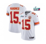 Men's Kansas City Chiefs #15 Patrick Mahomes White Super Bowl LVII Patch Vapor Untouchable Limited Stitched Jersey