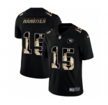 Men's Kansas City Chiefs #15 Patrick Mahomes statue of liberty black jersey