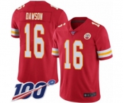 Men's Kansas City Chiefs #16 Len Dawson Red Team Color Vapor Untouchable Limited Player 100th Season Football Jersey