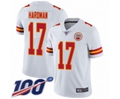 Men's Kansas City Chiefs #17 Mecole Hardman White Vapor Untouchable Limited Player 100th Season Football Jersey