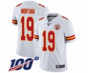 Men's Kansas City Chiefs #19 Joe Montana White Vapor Untouchable Limited Player 100th Season Football Jersey