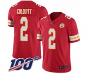 Men's Kansas City Chiefs #2 Dustin Colquitt Red Team Color Vapor Untouchable Limited Player 100th Season Football Jersey