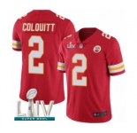 Men's Kansas City Chiefs #2 Dustin Colquitt Red Team Color Vapor Untouchable Limited Player Super Bowl LIV Bound Football Jersey