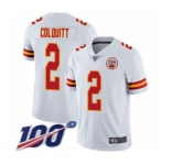 Men's Kansas City Chiefs #2 Dustin Colquitt White Vapor Untouchable Limited Player 100th Season Football Jersey