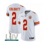 Men's Kansas City Chiefs #2 Dustin Colquitt White Vapor Untouchable Limited Player Super Bowl LIV Bound Football Jersey