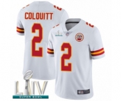 Men's Kansas City Chiefs #2 Dustin Colquitt White Vapor Untouchable Limited Player Super Bowl LIV Bound Football Jersey