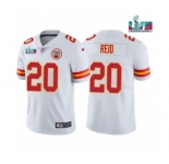Men's Kansas City Chiefs #20 Justin Reid White Super Bowl LVII Patch Vapor Untouchable Limited Stitched Jersey