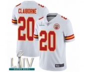 Men's Kansas City Chiefs #20 Morris Claiborne White Vapor Untouchable Limited Player Super Bowl LIV Bound Football Jersey