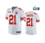 Men's Kansas City Chiefs #21 Trent McDuffie White Super Bowl LVII Patch Vapor Untouchable Limited Stitched Jersey