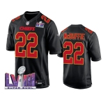 Mens Kansas City Chiefs #22 Trent McDuffie 2024 Super Bowl LVIII Black Carbon Fashion Game Player Jersey