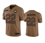 Men's Kansas City Chiefs #22 Trent McDuffie Brown 2023 Salute To Service Limited Jersey