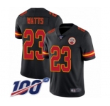 Men's Kansas City Chiefs #23 Armani Watts Limited Black Rush Vapor Untouchable 100th Season Football Jersey