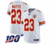 Men's Kansas City Chiefs #23 Armani Watts White Vapor Untouchable Limited Player 100th Season Football Jersey