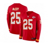 Men's Kansas City Chiefs #25 LeSean McCoy Limited Red Therma Long Sleeve Football Jersey