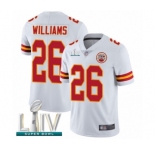 Men's Kansas City Chiefs #26 Damien Williams White Vapor Untouchable Limited Player Super Bowl LIV Bound Football Jersey
