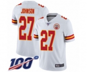 Men's Kansas City Chiefs #27 Larry Johnson White Vapor Untouchable Limited Player 100th Season Football Jersey