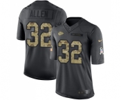 Men's Kansas City Chiefs #32 Marcus Allen Limited Black 2016 Salute to Service Football Jersey