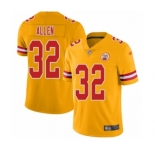 Men's Kansas City Chiefs #32 Marcus Allen Limited Gold Inverted Legend Football Jersey