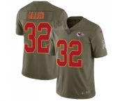 Men's Kansas City Chiefs #32 Marcus Allen Limited Olive 2017 Salute to Service Football Jersey