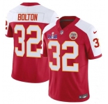 Men’s Kansas City Chiefs #32 Nick Bolton Red White 2024 F.U.S.E. Super Bowl LVIII Patch Vapor Untouchable Limited Football Stitched Jersey