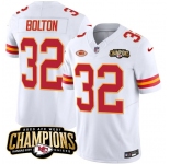 Men’s Kansas City Chiefs #32 Nick Bolton White 2023 F.U.S.E. AFC West Champions With NKH Patch Vapor Untouchable Limited Football Stitched Jersey