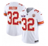 Men’s Kansas City Chiefs #32 Nick Bolton White F.U.S.E. Super Bowl LVIII Patch Vapor Untouchable Limited Football Stitched Jersey