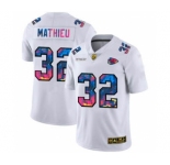 Men's Kansas City Chiefs #32 Tyrann Mathieu White Multi-Color 2020 Football Crucial Catch Limited Football Jersey