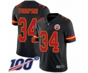 Men's Kansas City Chiefs #34 Darwin Thompson Limited Black Rush Vapor Untouchable 100th Season Football Jersey