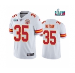 Men's Kansas City Chiefs #35 Jaylen Watson White Super Bowl LVII Patch Vapor Untouchable Limited Stitched Jersey