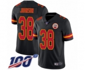 Men's Kansas City Chiefs #38 Dontae Johnson Limited Black Rush Vapor Untouchable 100th Season Football Jersey