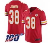 Men's Kansas City Chiefs #38 Dontae Johnson Red Team Color Vapor Untouchable Limited Player 100th Season Football Jersey