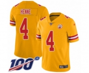 Men's Kansas City Chiefs #4 Chad Henne Limited Gold Inverted Legend 100th Season Football Jersey