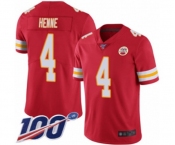 Men's Kansas City Chiefs #4 Chad Henne Red Team Color Vapor Untouchable Limited Player 100th Season Football Jersey