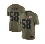 Men's Kansas City Chiefs #58 Derrick Thomas 2022 Olive Salute To Service Limited Stitched Jersey