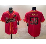 Men's Kansas City Chiefs #58 Derrick Thomas Red Gold Cool Base Stitched Baseball Jersey