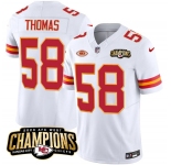 Men’s Kansas City Chiefs #58 Derrick Thomas White 2023 F.U.S.E. AFC West Champions With NKH Patch Vapor Untouchable Limited Football Stitched Jersey
