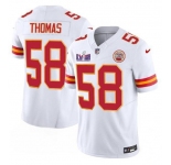 Men’s Kansas City Chiefs #58 Derrick Thomas White 2024 F.U.S.E. Super Bowl LVIII Patch Vapor Untouchable Limited Football Stitched Jersey