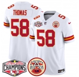 Men's Kansas City Chiefs #58 Derrick Thomas White F.U.S.E. 2024 AFC West Division Champions Vapor Limited Stitched Football Jersey