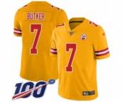 Men's Kansas City Chiefs #7 Harrison Butker Limited Gold Inverted Legend 100th Season Football Jersey