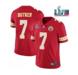 Men’s Kansas City Chiefs #7 Harrison Butker Red Super Bowl LVII Patch Vapor Untouchable Limited Stitched Jersey
