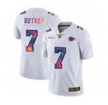 Men's Kansas City Chiefs #7 Harrison Butker White Multi-Color 2020 Football Crucial Catch Limited Football Jersey